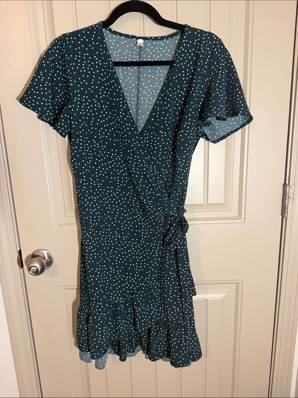 Polka Dot Wrap Dress - Green